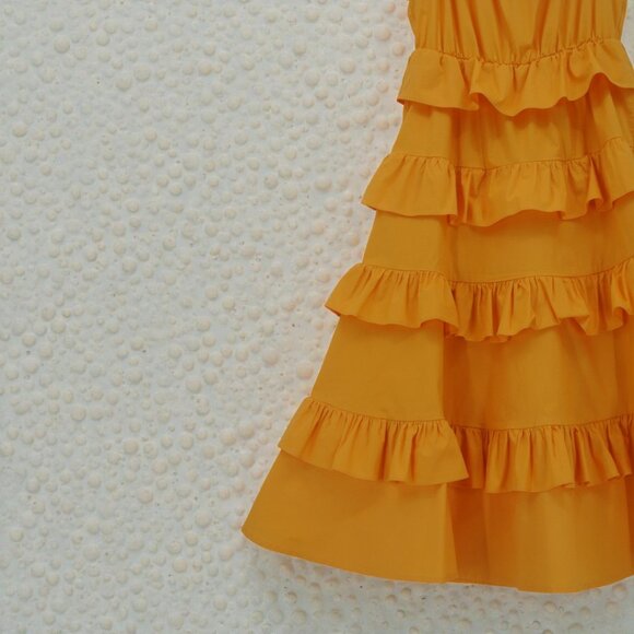 Rachel Parcell Tiered Ruffle Cotton Dress in Marigold Yellow (Size 2) - Picture 3 of 12